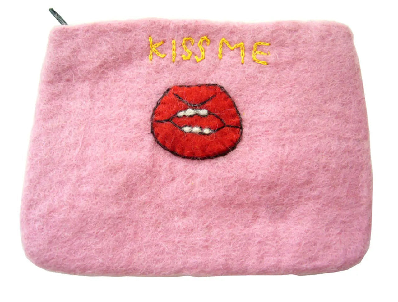 Handmade Felt Pouch - KISS ME
