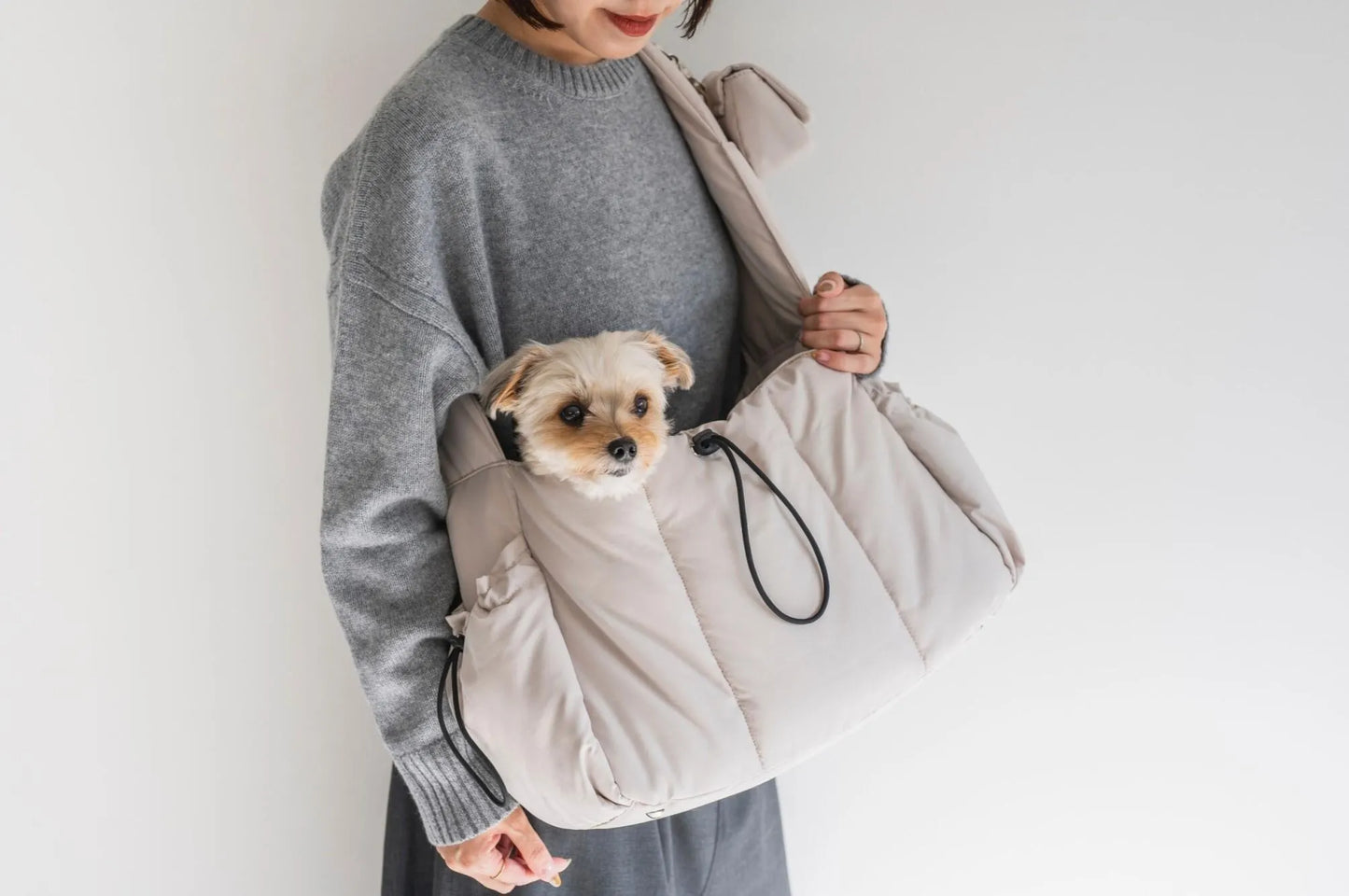 Fluffy Pet Carrier Bag - cream