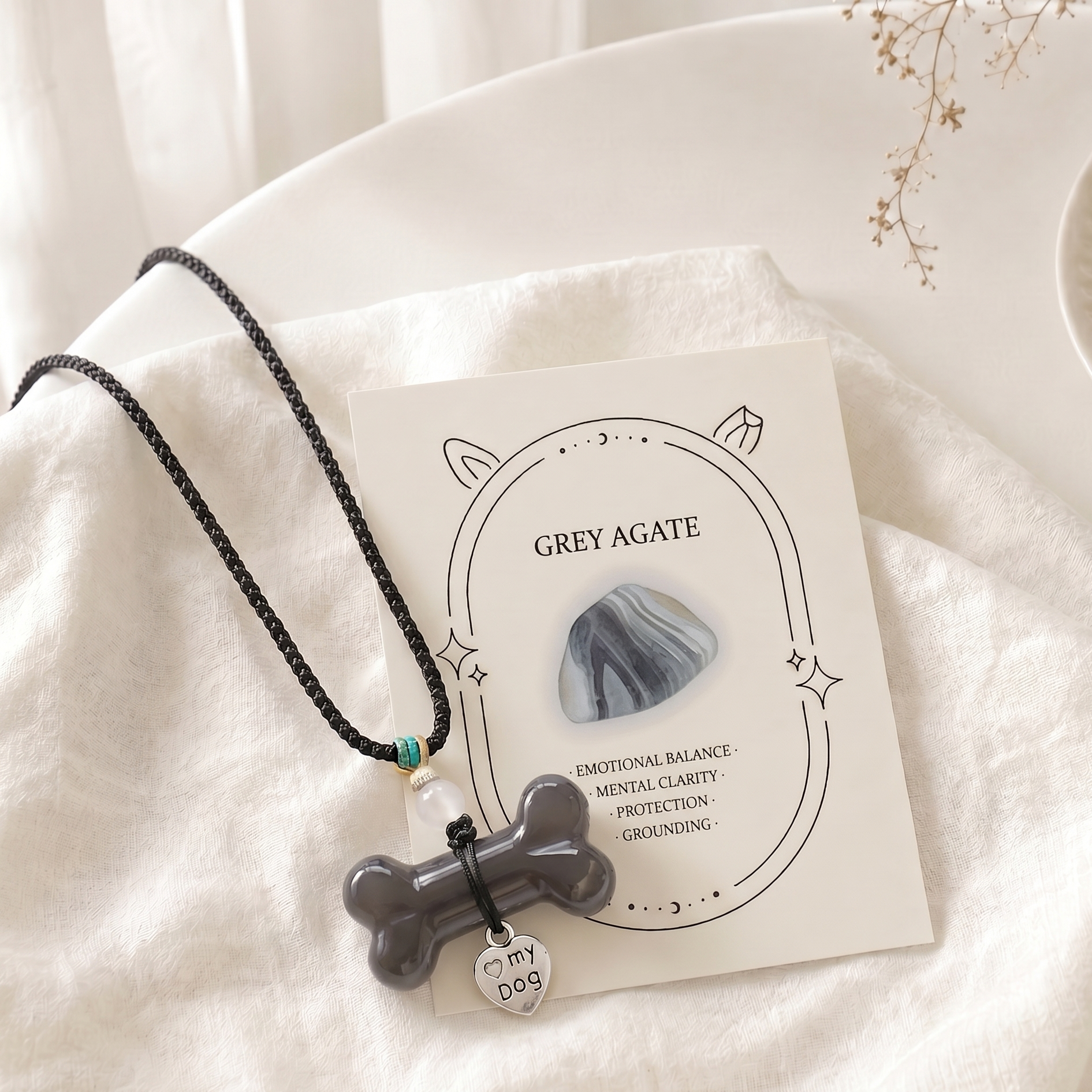 Grey Agate Collar Charm – nuzén