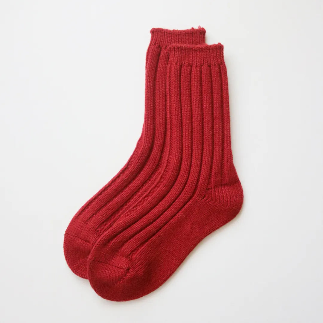 96% Merino Wool Rib Crew Socks – Red