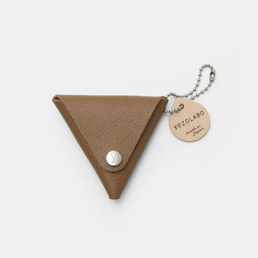 Leather Triangle Coin Case - brown