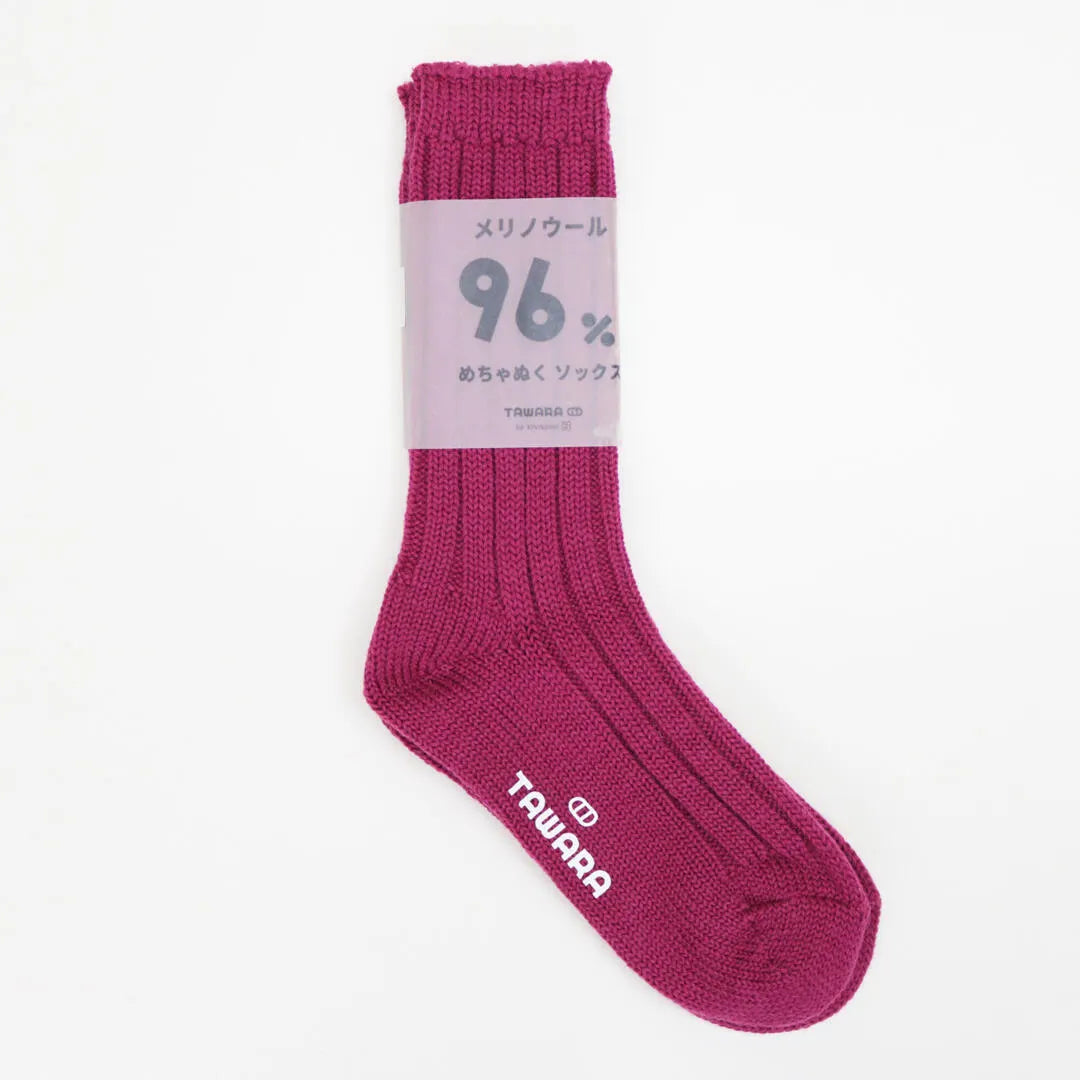 96% Merino Wool Rib Crew Socks – Rose Pink