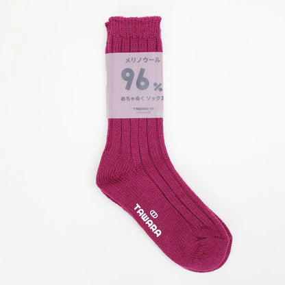 96% Merino Wool Rib Crew Socks – Rose Pink