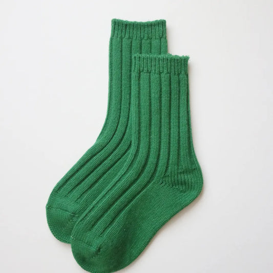 96% Merino Wool Rib Crew Socks – Green