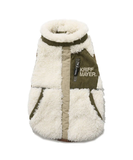 Warm Shaggy Boa Dog Vest - Natural