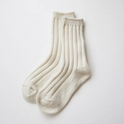 96% Merino Wool Rib Crew Socks – Ivory