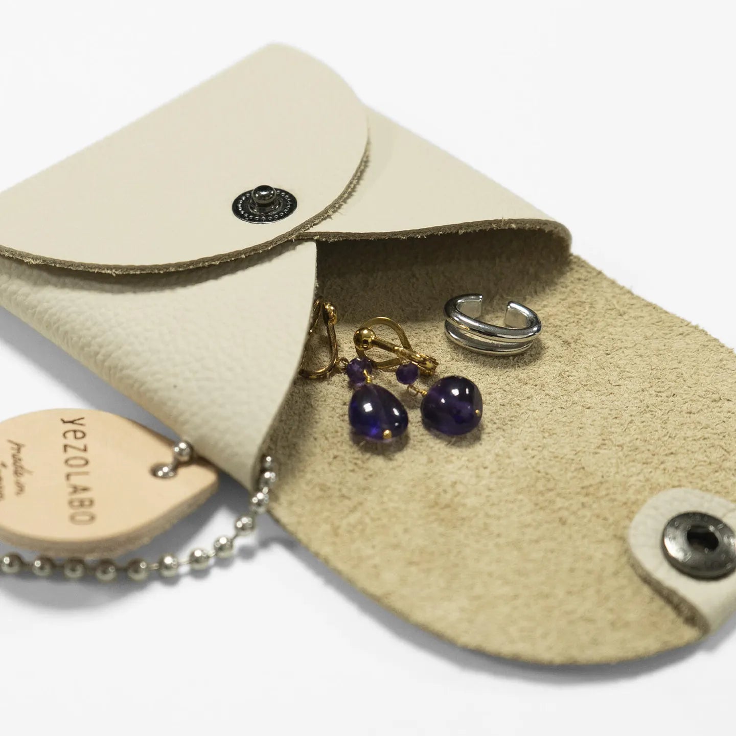 Leather Square Coin Case - ivory