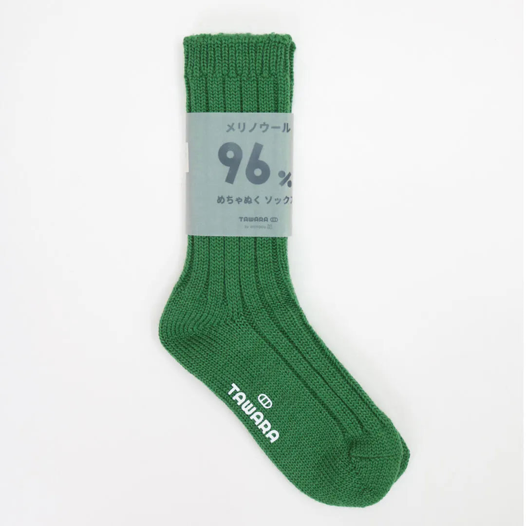 96% Merino Wool Rib Crew Socks – Green