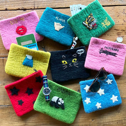 Handmade Felt Pouch - KISS ME