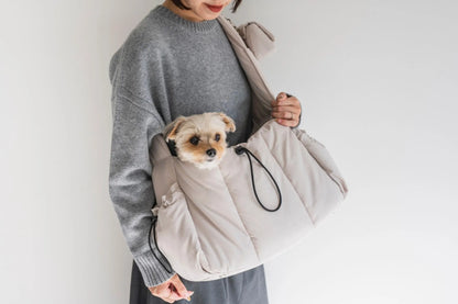 Fluffy Pet Carrier Bag - cream