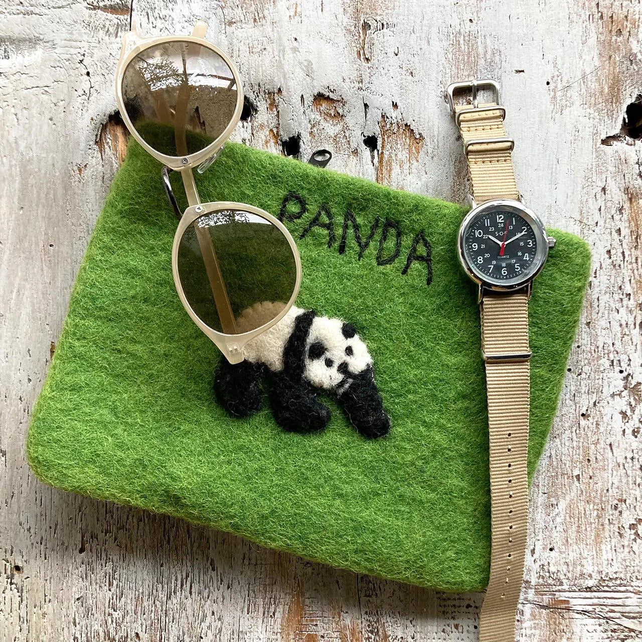 Handmade Felt Pouch - PANDA