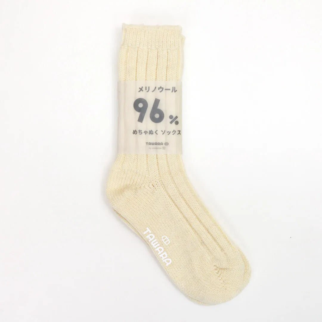 96% Merino Wool Rib Crew Socks – Ivory