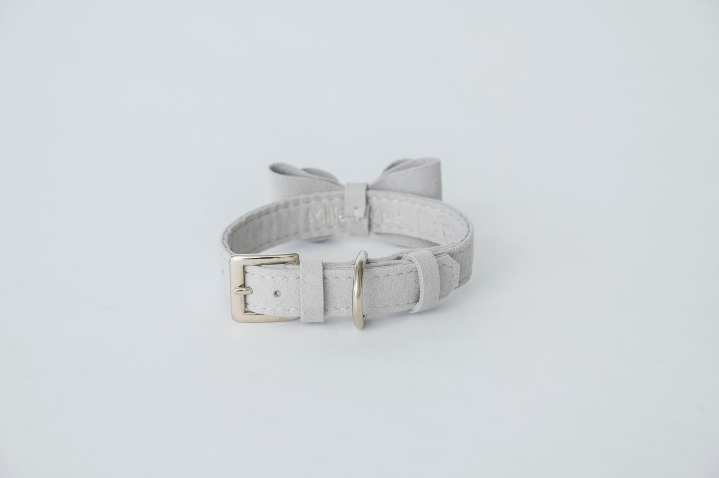 Light Gray Bow Tie Collar | Soft Eco-Suede