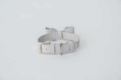 Light Gray Bow Tie Collar | Soft Eco-Suede