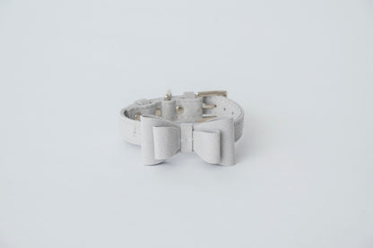 Light Gray Bow Tie Collar | Soft Eco-Suede