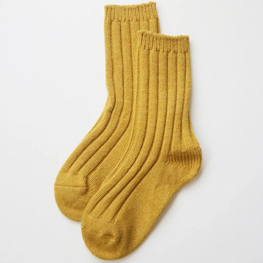 96% Merino Wool Rib Crew Socks – Yellow