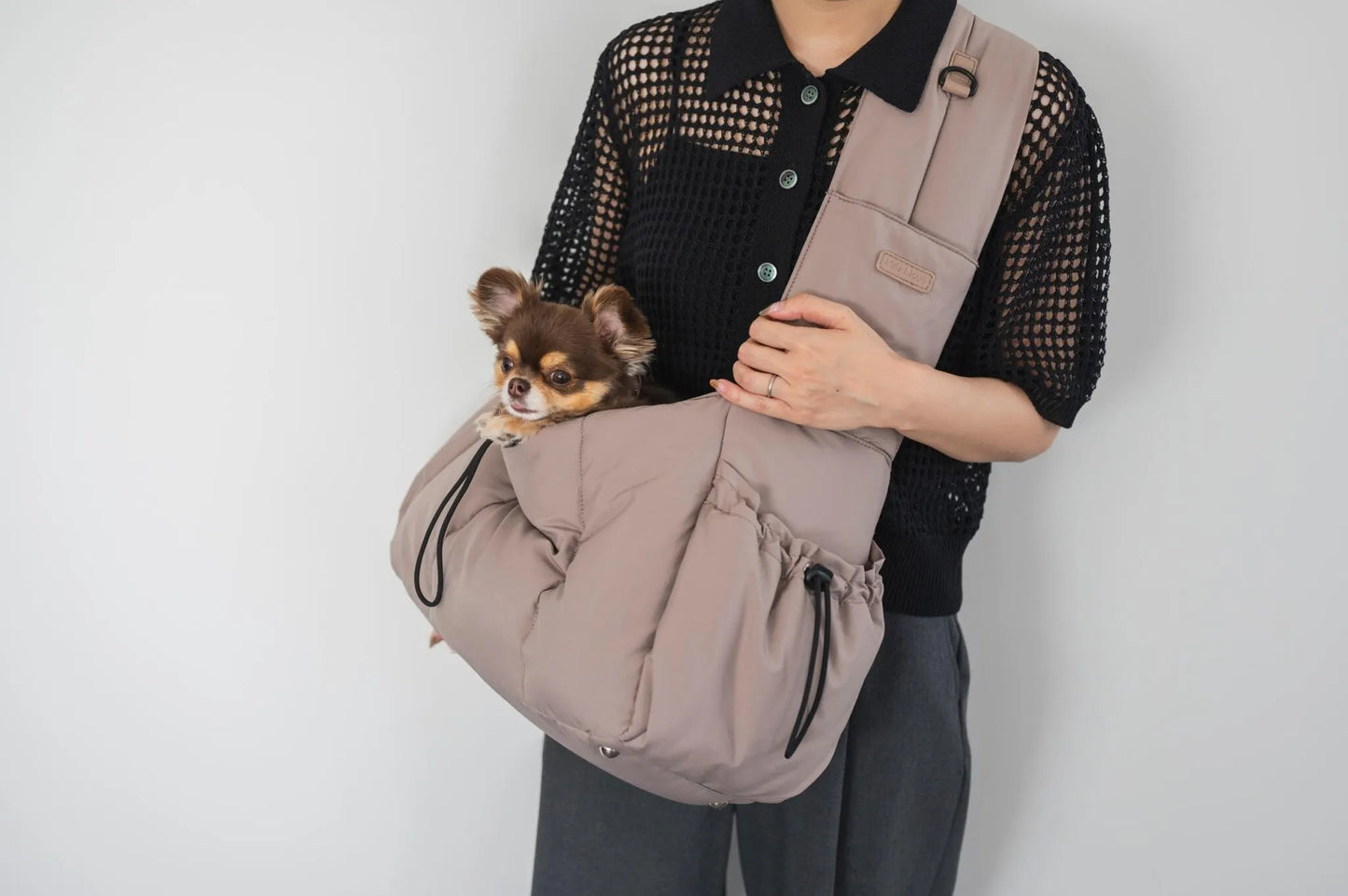 Fluffy Pet Carrier Bag - greige