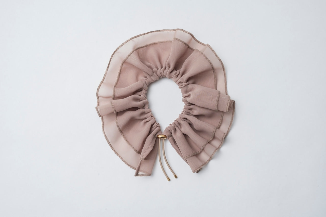Chiffon Ruffle Pet Scrunchie | Pink Beige