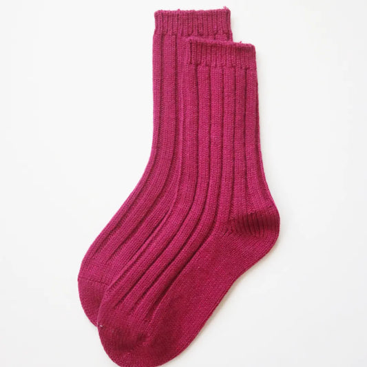96% Merino Wool Rib Crew Socks – Rose Pink