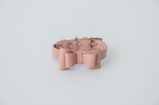 The Pink Bow Tie Collar | Soft Eco-Suede