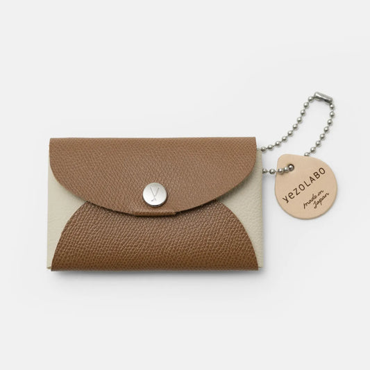 Leather Card Case - ivory x brown